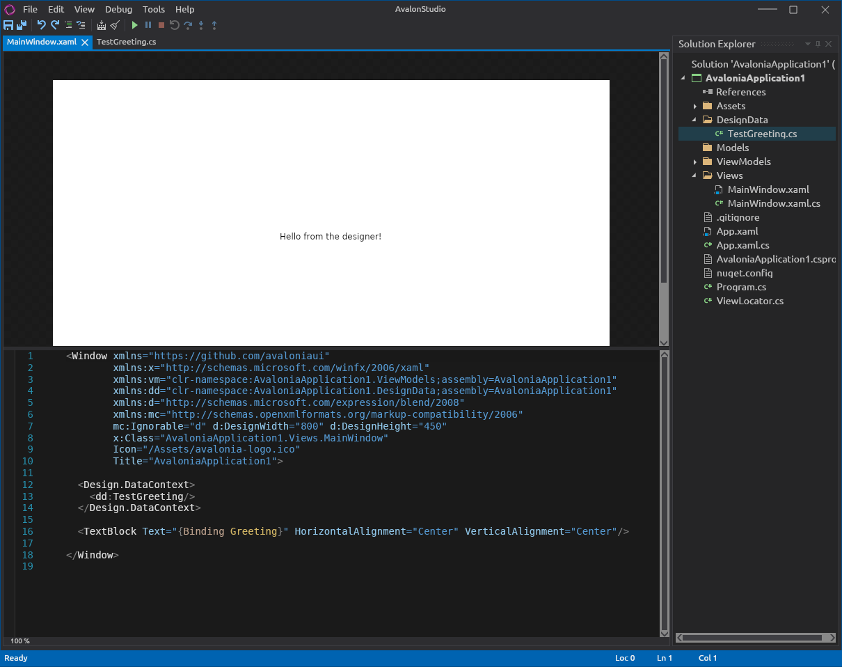 AvalonStudio Screenshot of final project