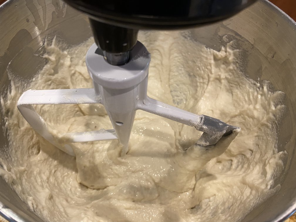 Dough after resting but before 'kneading' with paddle