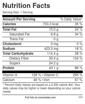 Nutritarian Three Bean Impossible Chili FDA Formatted Food Label