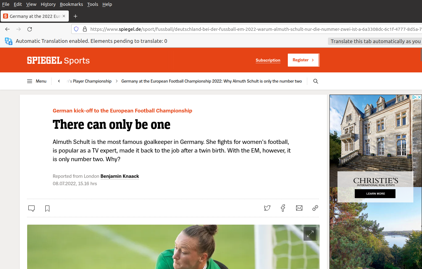 Der Spiegel article in after translation to English